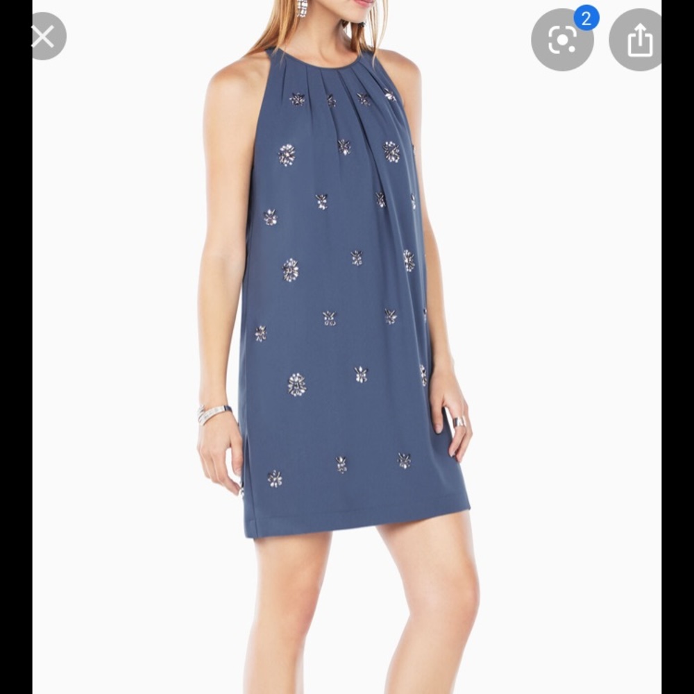 BCBGMAXAZRIA slate blue shift dress